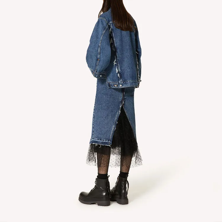RED VALENTINO Denim Short Skirts Women's Blue-3