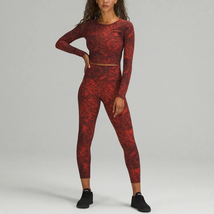 Lululemon Wunder Train Crop Tops Women's Red-1