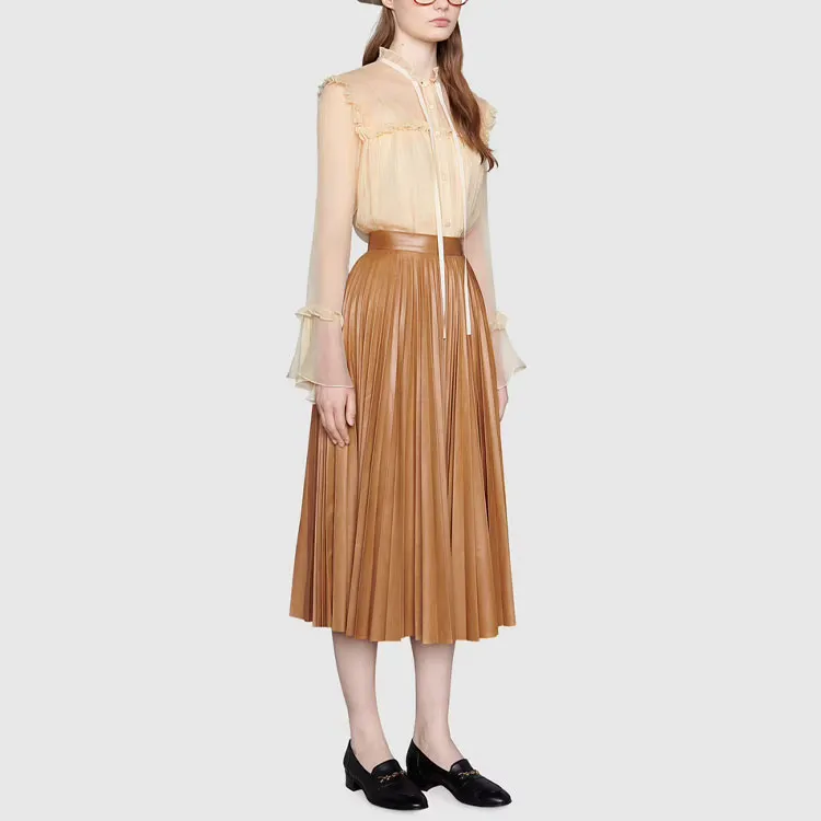 GUCCI SS21 Borderless Scrollwork Chiffon Shirts Women's Ecru-3