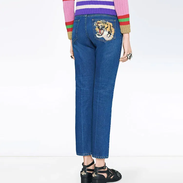 GUCCI 2010s Embroidered Jeans-3