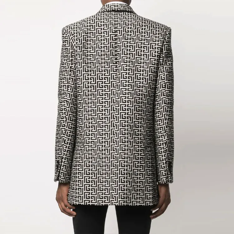 BALMAIN FW21 Business Suit Coat Men's Black White-2