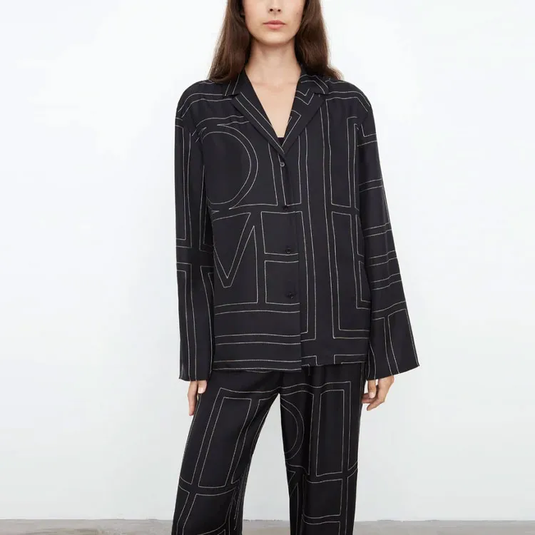 TOTEME Monogram Monogram Buttoned Pyjama Shirt-4
