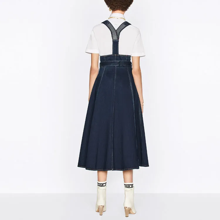 DIOR SS22 Cruise Couture Denim Short Skirts Women's Dark Blue-3
