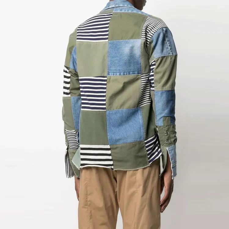 GREG LAUREN Open front Patchwork Jacket-2