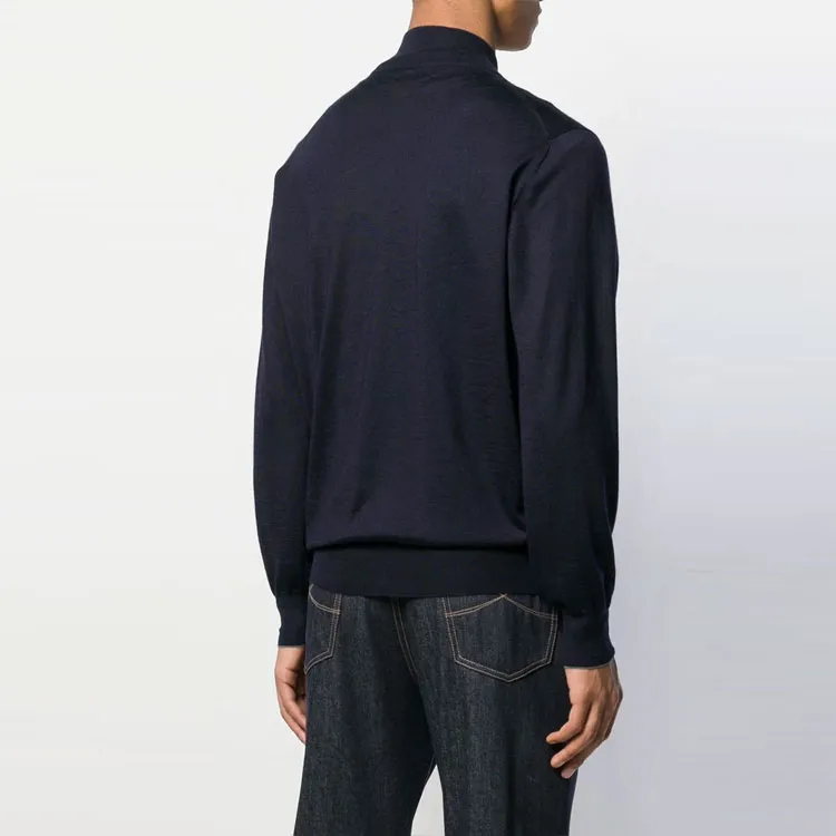 Brunello Cucinelli FW21 Lapel Fitted Long-Sleeved Knitwear Men's Dark Blue-2