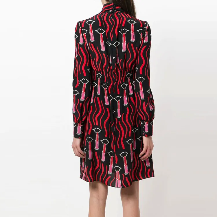 Valentino Long-Sleeved Dresses Women's Red-1