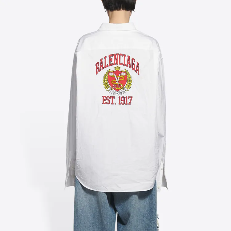 Balenciaga Long Sleeve Large Fit Shirt 'White'-4