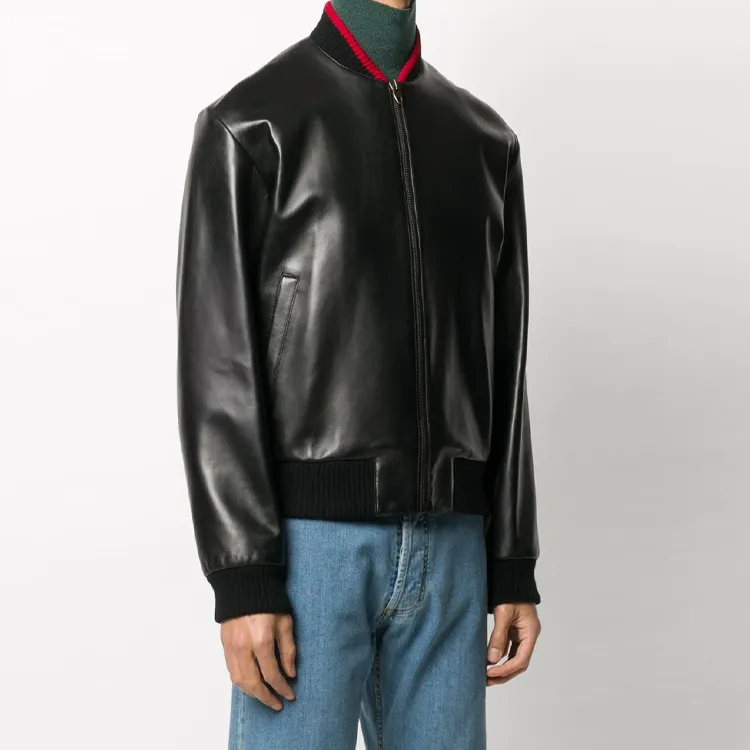 GUCCI Leather Jackets Men Black-3