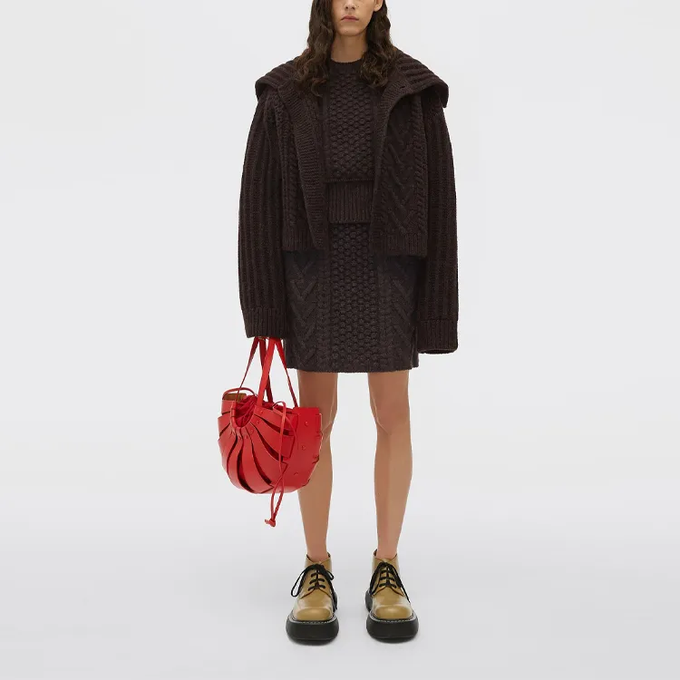 Bottega Veneta Casual Short Skirts Women's Chocolate Brown-2