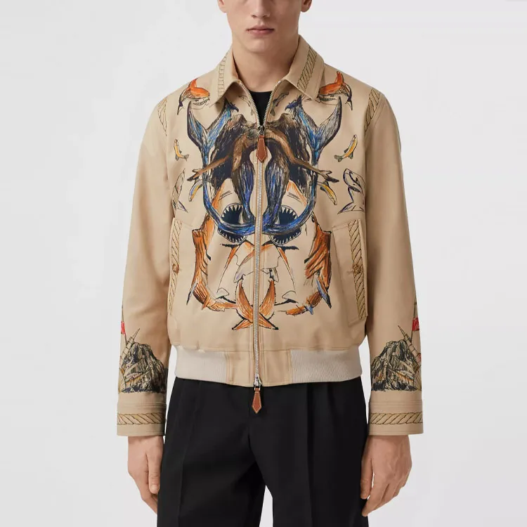 Burberry Marine Sketch Print Harrington Jacket-2