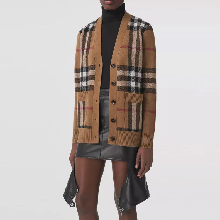 Burberry Willah Check Cardigan 'Birch Brown'-2