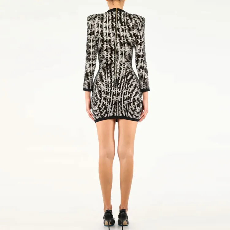 BALMAIN All-Over Monogram Printed Mini Dress-3