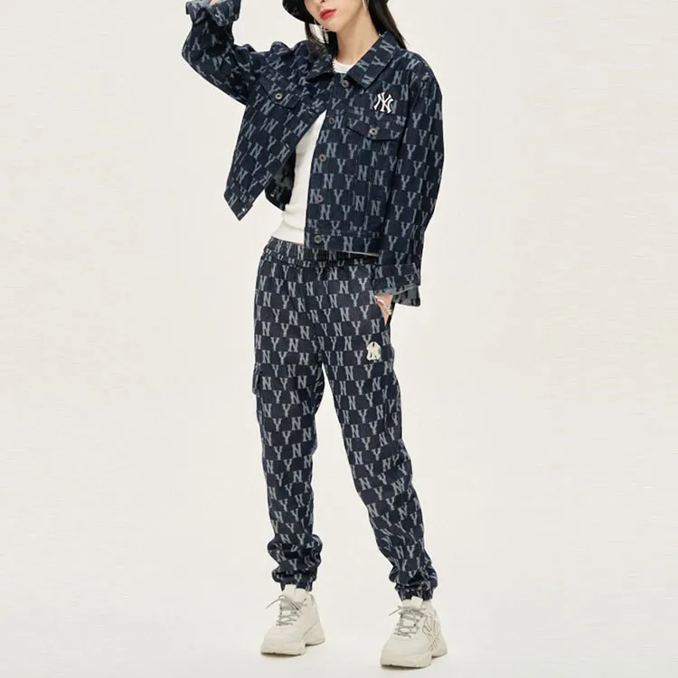MLB Old Flower Cropped Coats Women's Dark Blue-4