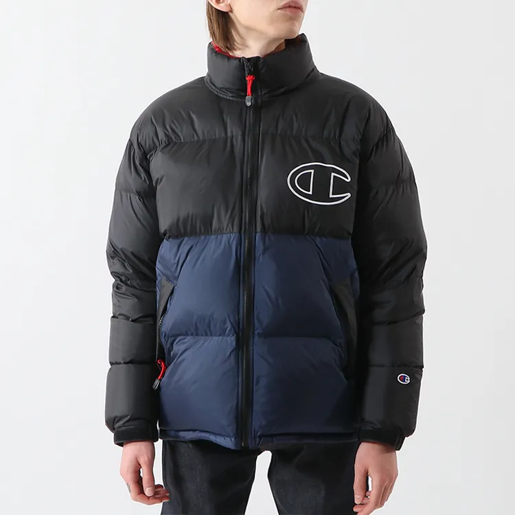 Champion Geometric Pattern Colorblock Stand Collar Thickened Down Jacket Japan Version Unisex-5