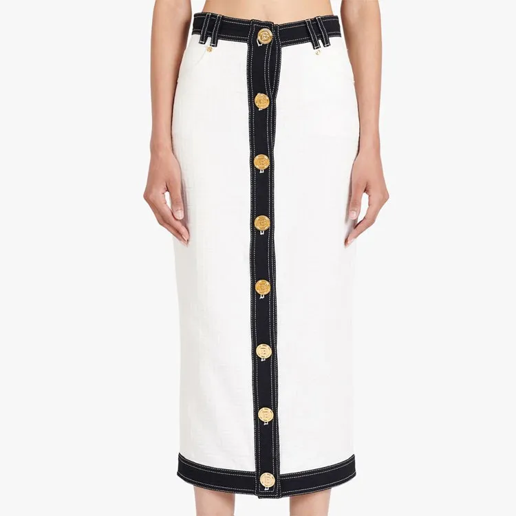 BALMAIN Casual Long Skirts Women's White-5