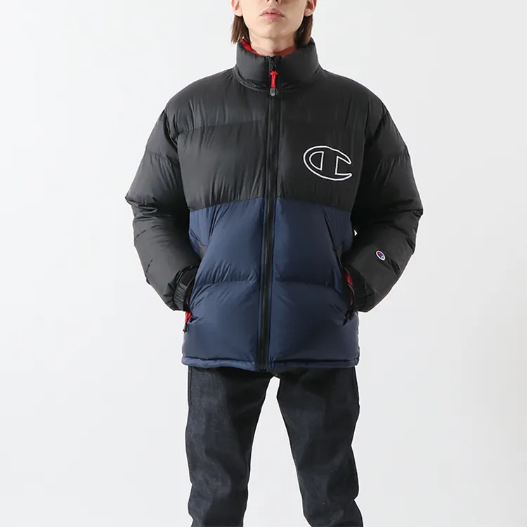 Champion Geometric Pattern Colorblock Stand Collar Thickened Down Jacket Japan Version Unisex-4