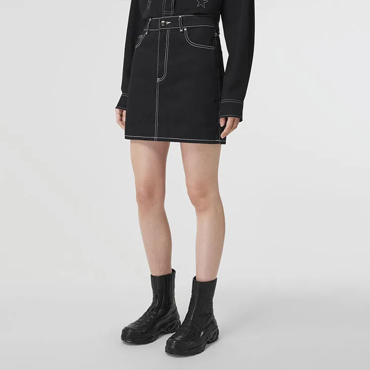 Burberry Contrast stitch Raw denim Skirt-3