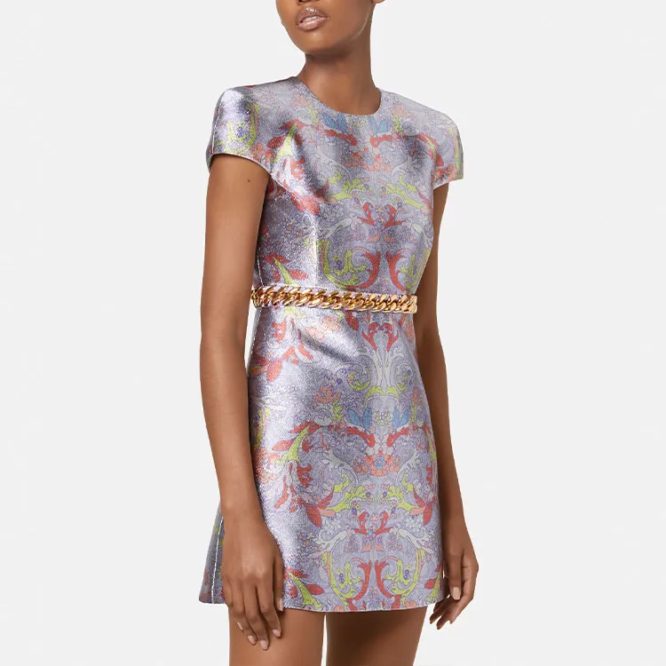 VERSACE SS22 Short Sleeved Dress Women's Light Purple-3