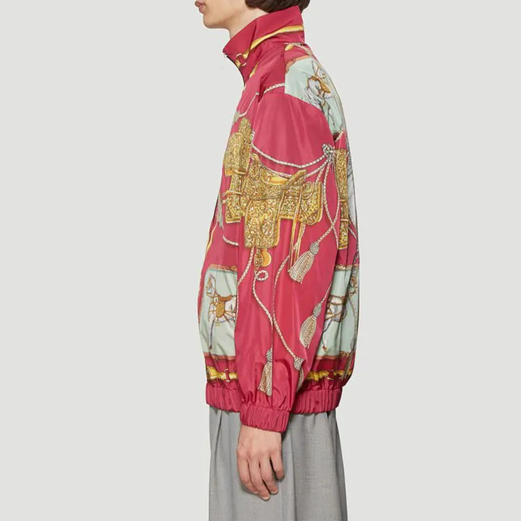 GUCCI Horses And Tassels Print Oversize Nylon Bomber Jacket-3