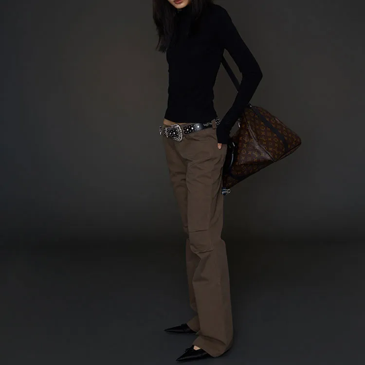 Fax Copy Express Flared Pants Casual Pants Women's Brown-7