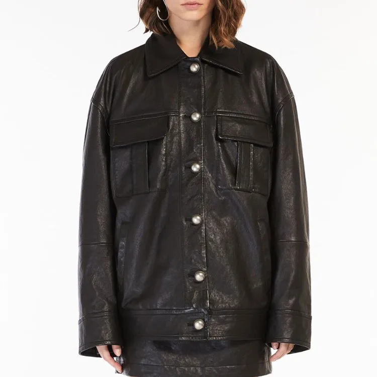 SportMax Leather Jackets Women's Black-1
