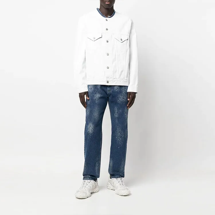 Maison Margiela Painted Collarless Denim Jacket-2