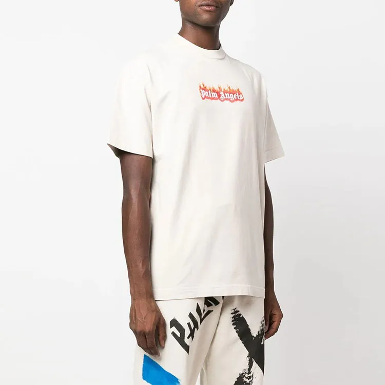 PALM ANGELS Garment Dye Burning Logo Classic T Shirt-3