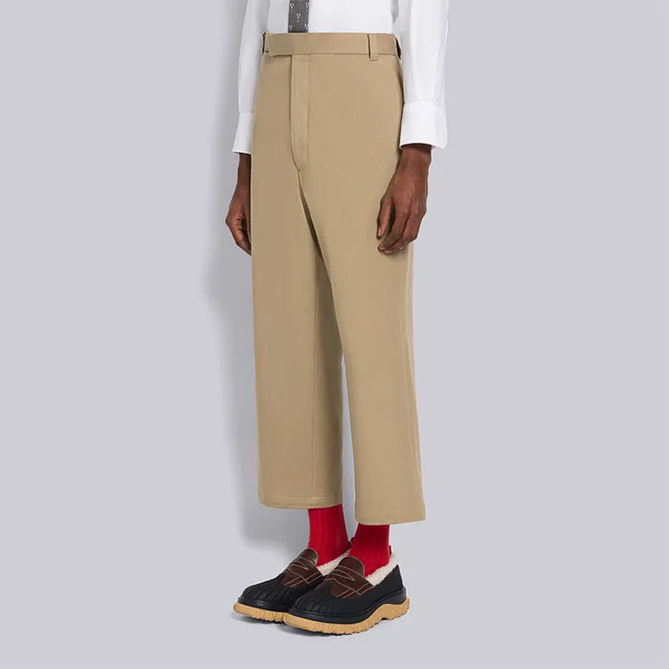 THOM BROWNE Cropped Grosgrain loop Trousers-3