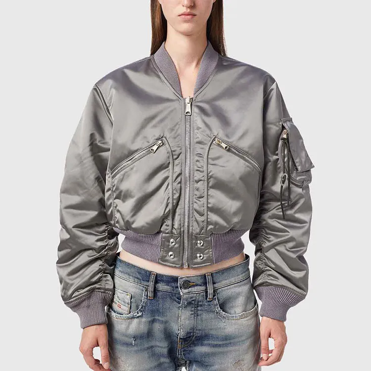 DIESEL Cropped Coats Women's Silver-2