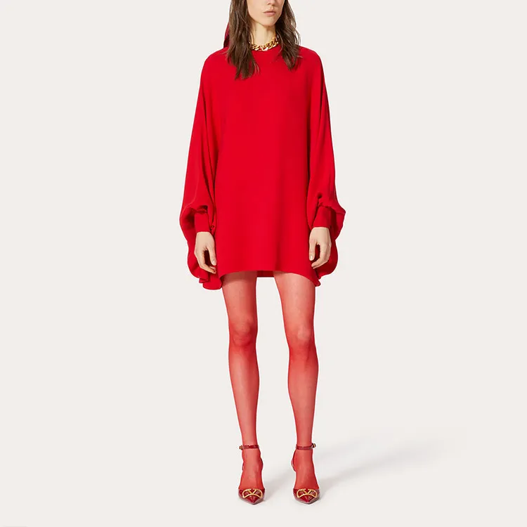 Valentino Long-Sleeved Dresses Women's Red-1