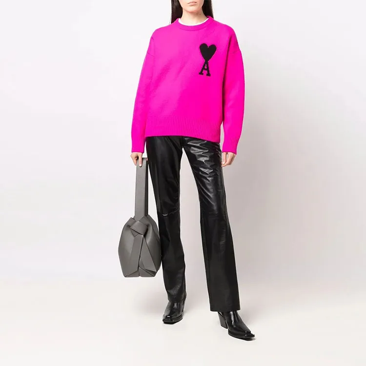 Ami Paris Ami De Coeur Merino Wool Crewneck Jumper-1