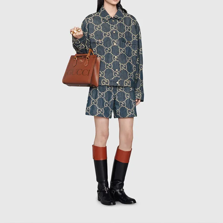 GUCCI Women's Gg Denim Jacket Blue/Ivory-2