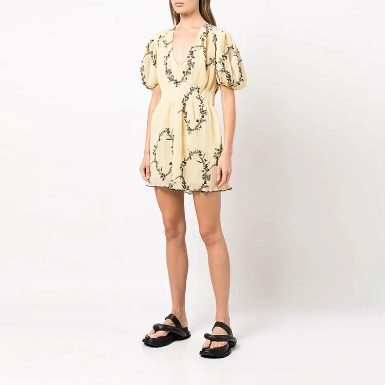 GANNI Pleated Georgette Mini Dress-3