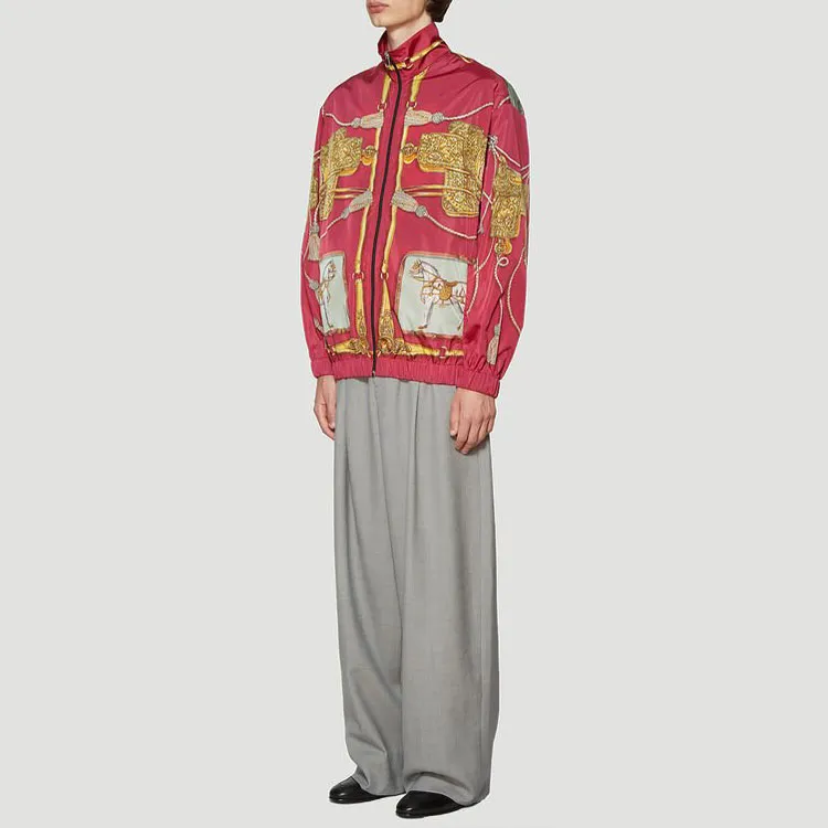 GUCCI Horses And Tassels Print Oversize Nylon Bomber Jacket-2