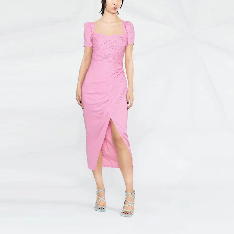 Self portrait Ruched detail Wrap Midi Dress-3