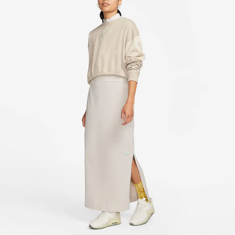 Nike Casual Long Skirts Women's Beige-1