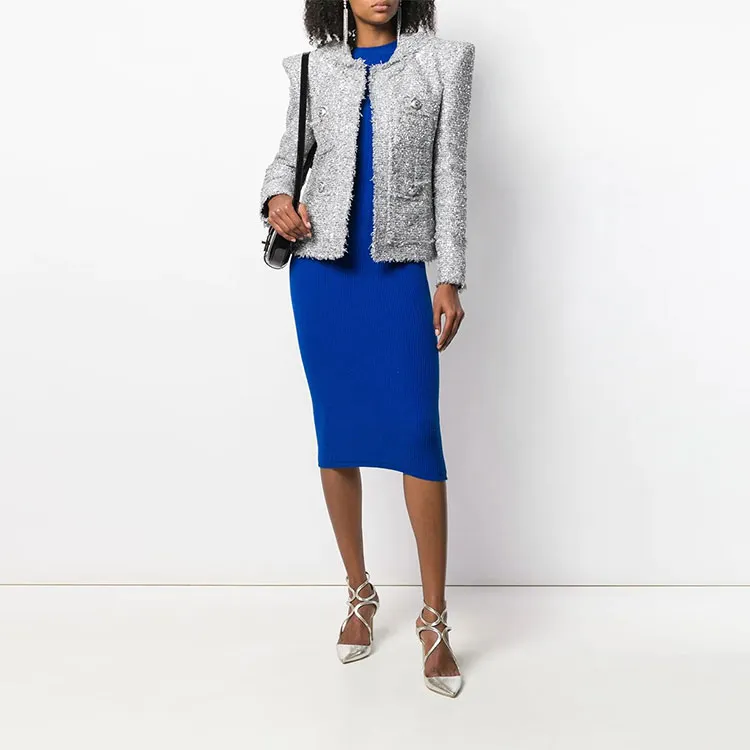 BALMAIN SS22 Jackets & Coats Women's Silver-1