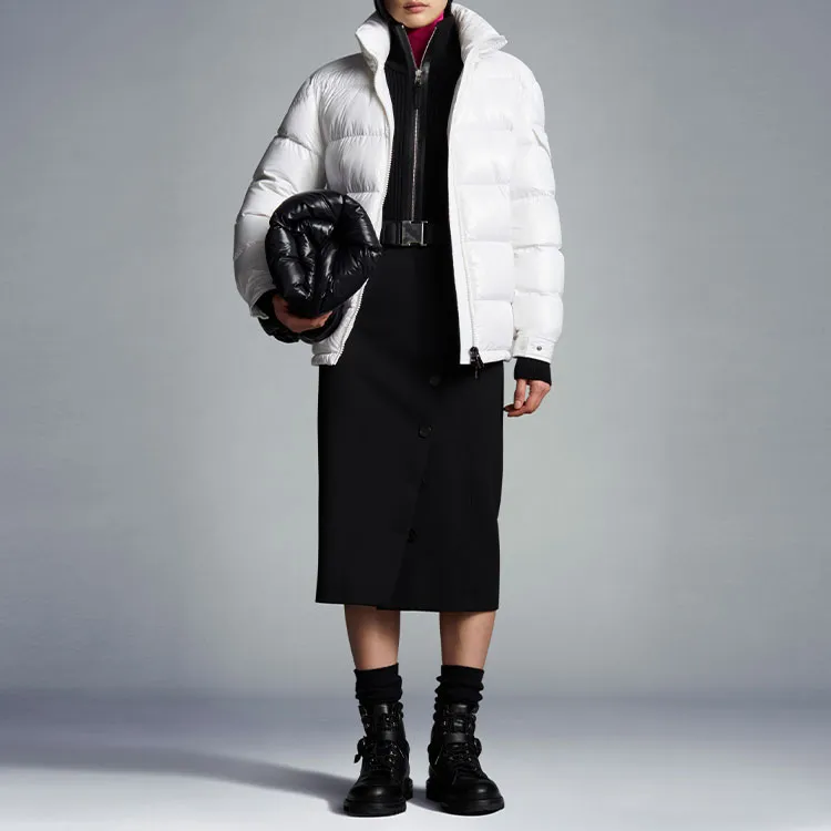 Moncler Women's Maire Short Down Jacket Glossy Off White-1