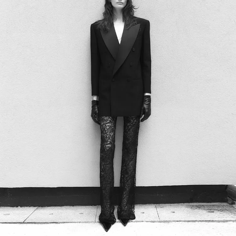 SAINT LAURENT FW22 Business Suits Coats Women's Black-3