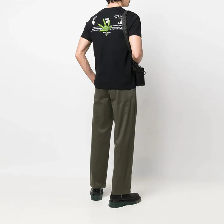 OFF WHITE Weed Logo Print T Shirt-3