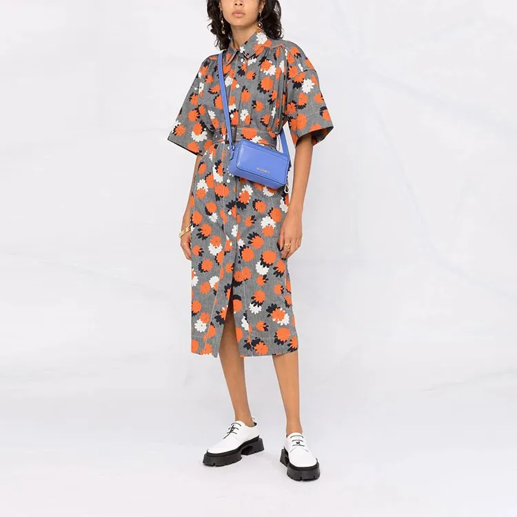 MARNI Short-Sleeved Dresses Women's Gray Orange-1