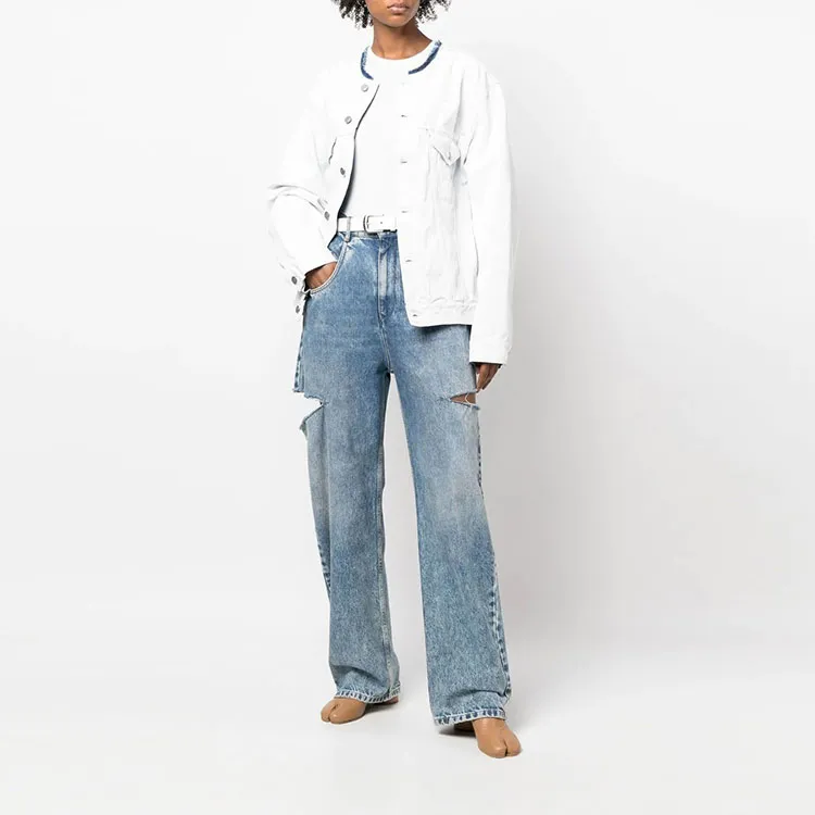 Maison Margiela Painted Collarless Denim Jacket-1
