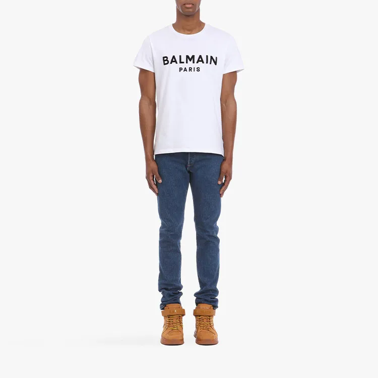 BALMAIN Logo print Cotton T shirt-5