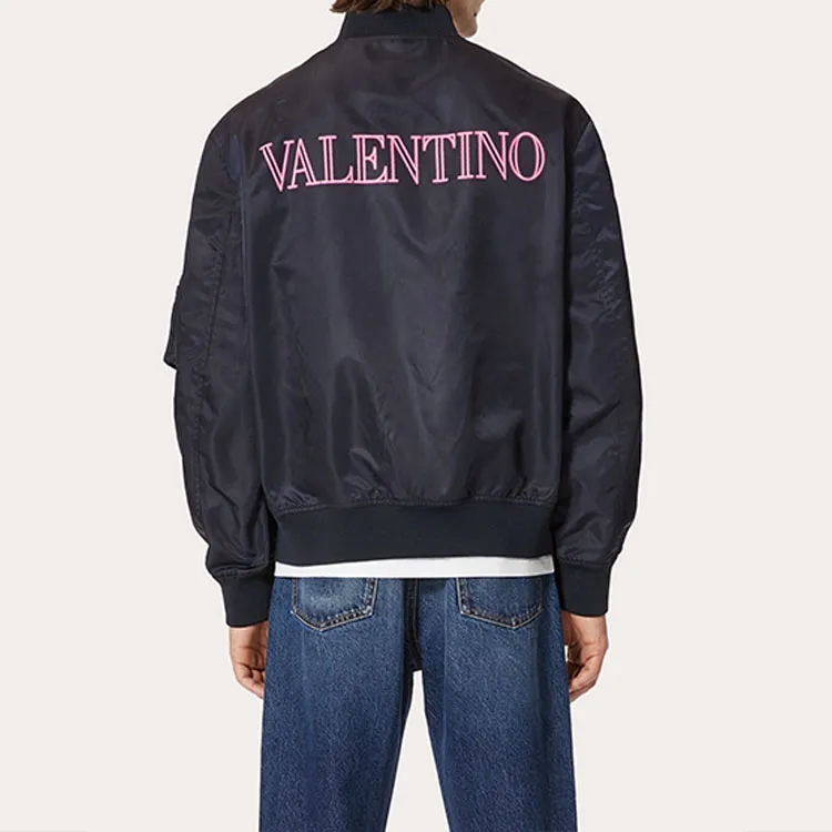 Valentino Logo Printed Zipped Bomber Jacket-4