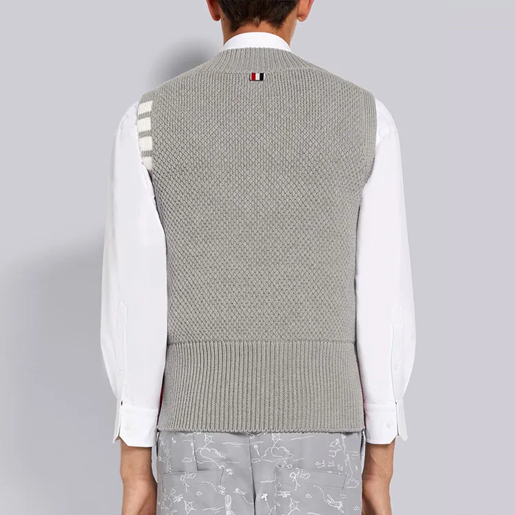 THOM BROWNE 4 Bar V neck Vest-2