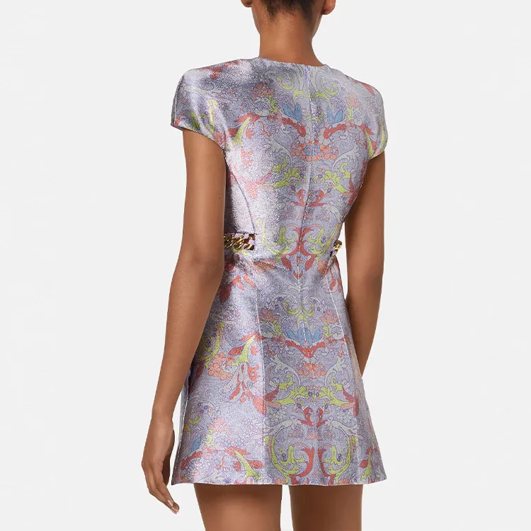 VERSACE SS22 Short Sleeved Dress Women's Light Purple-2