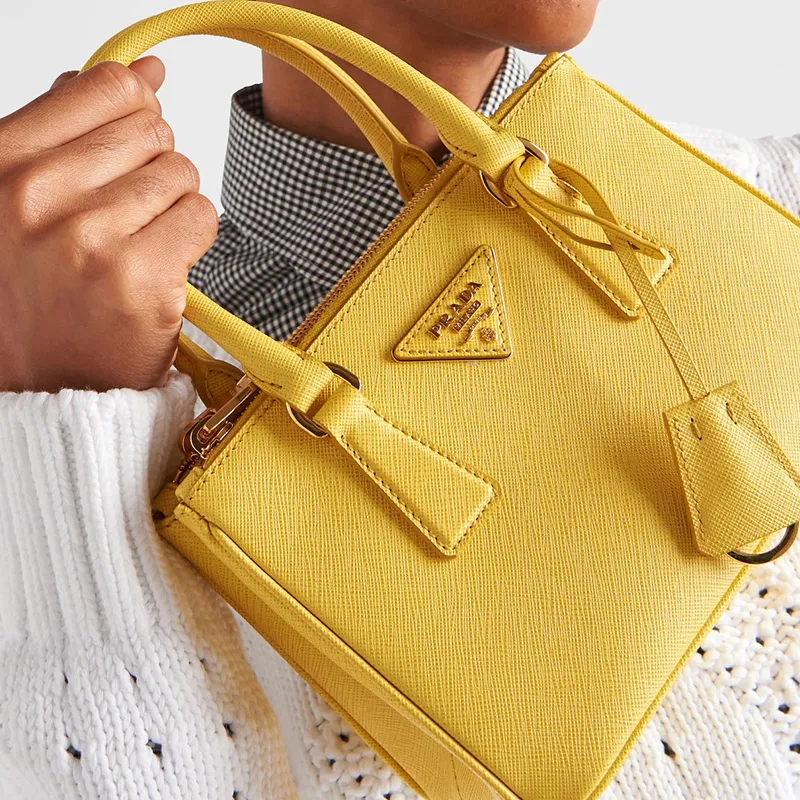 PRADA Galleria Killer Bag Saffiano Leather Crossbody Bag Women's Sunlight Yellow-3