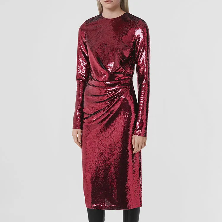 Burberry Aurora Gathered-detail Sequin Midi Dress-3