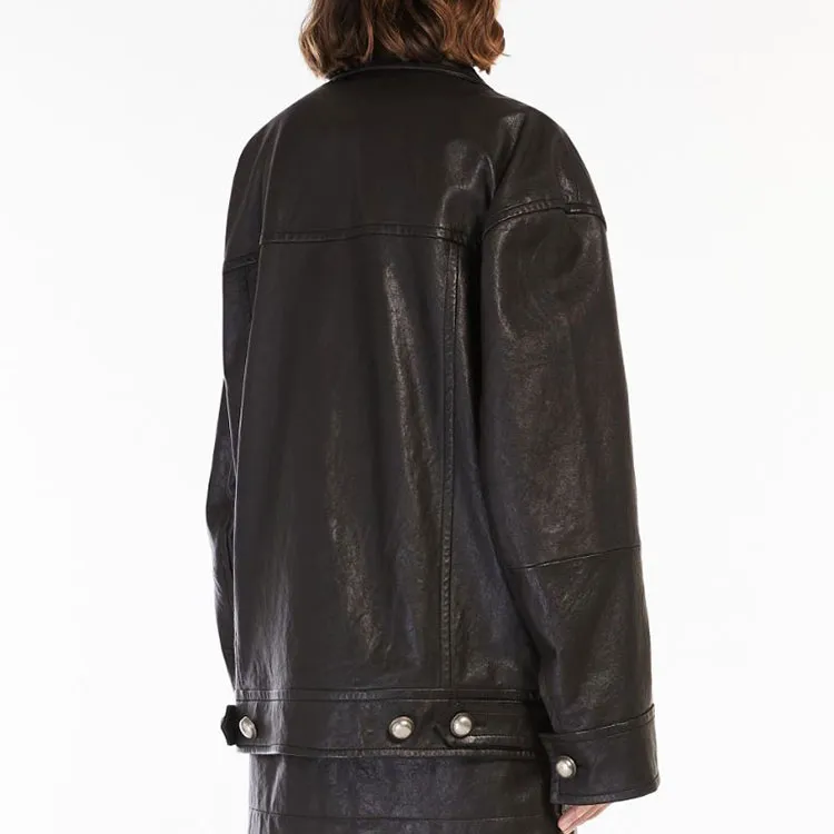 SportMax Leather Jackets Women's Black-2