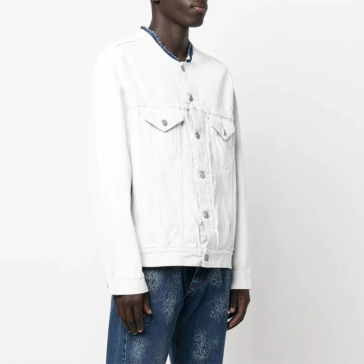 Maison Margiela Painted Collarless Denim Jacket-3